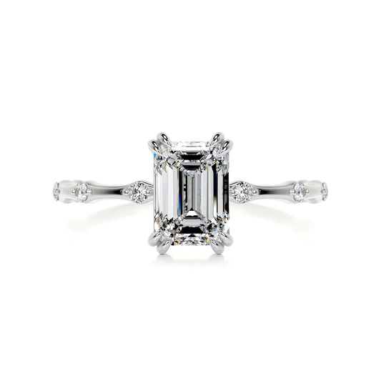 1.65 Carat · Emerald Pave ·   14K White Gold Emerald Cut Diamond Engagement Rings