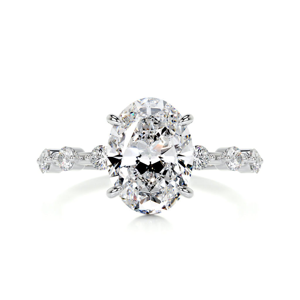 3.40 Carat · Oval Pave ·   14K White Gold Oval Engagement Rings