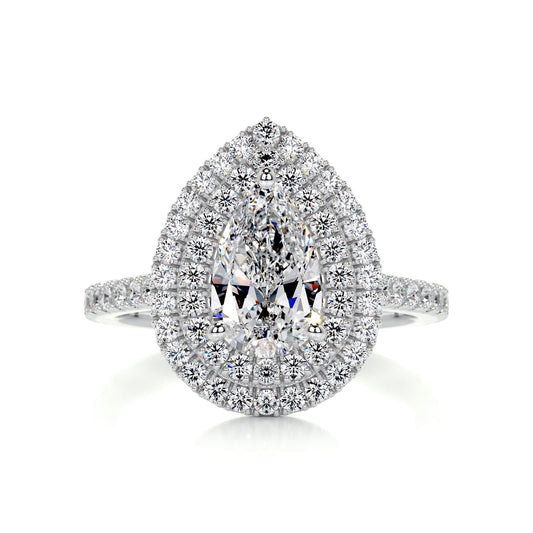 1.65 Carat · Pear Double Halo ·   14K White Gold Pear Cut Engagement Ring