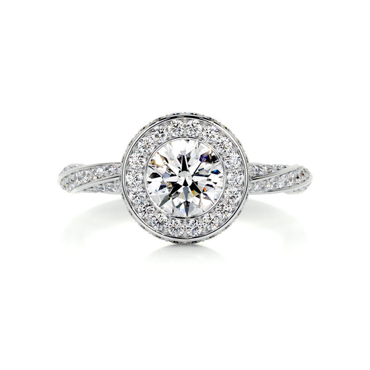 1.7 Carat · Round Halo ·   14K White Gold Round Cut Diamond Engagement Rings