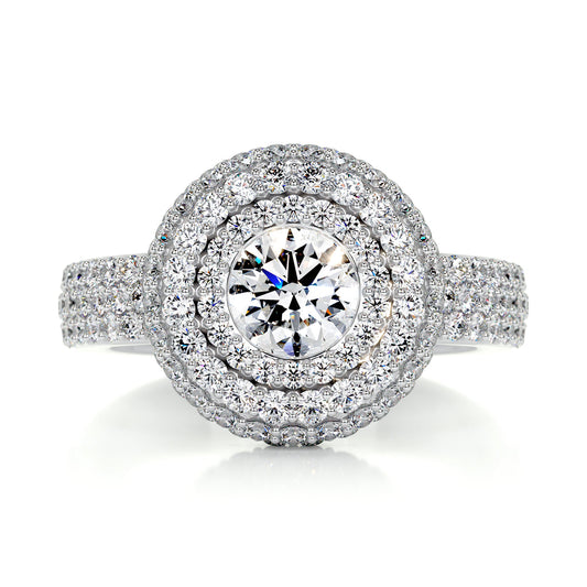 2.25 Carat · Round Halo ·   14K White Gold Round Cut Diamond Engagement Rings