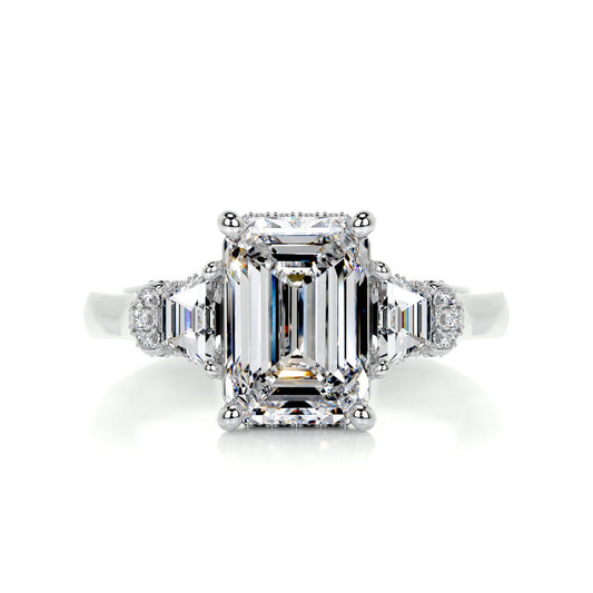 3.6 Carat · Emerald 3 stones ·   14K White Gold Emerald Cut Diamond Engagement Rings