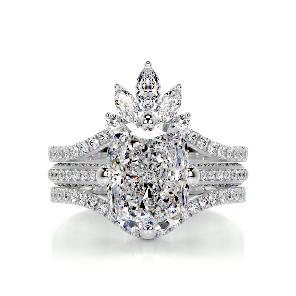 5.25 Carat · Cushion Hidden Halo ·   14K White Gold Bridal Sets