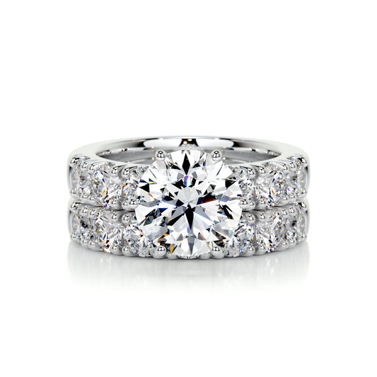 6 Carat · Round Pave ·   14K White Gold Bridal Sets