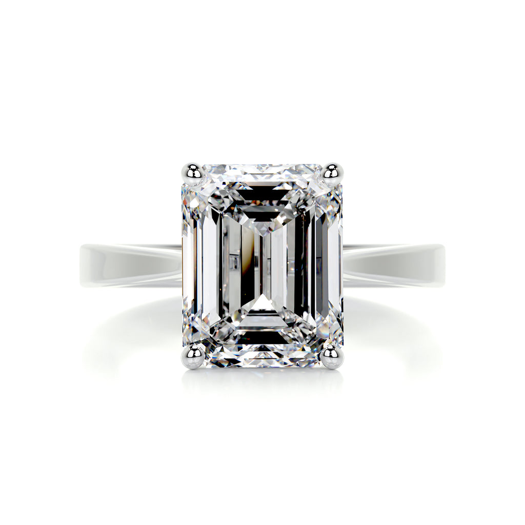 4 Carat · Emerald Solitaire ·   14K White Gold Emerald Cut Diamond Engagement Rings