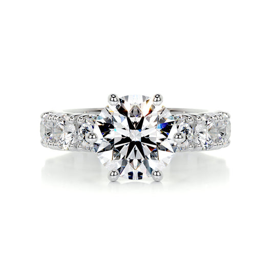 3 Carat · Round Pave ·   14K White Gold Round Cut Diamond Engagement Rings