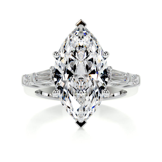 5.3 Carat · Marquise 3 Stones ·   14K White Gold Marquise Cut Diamond Engagement Rings