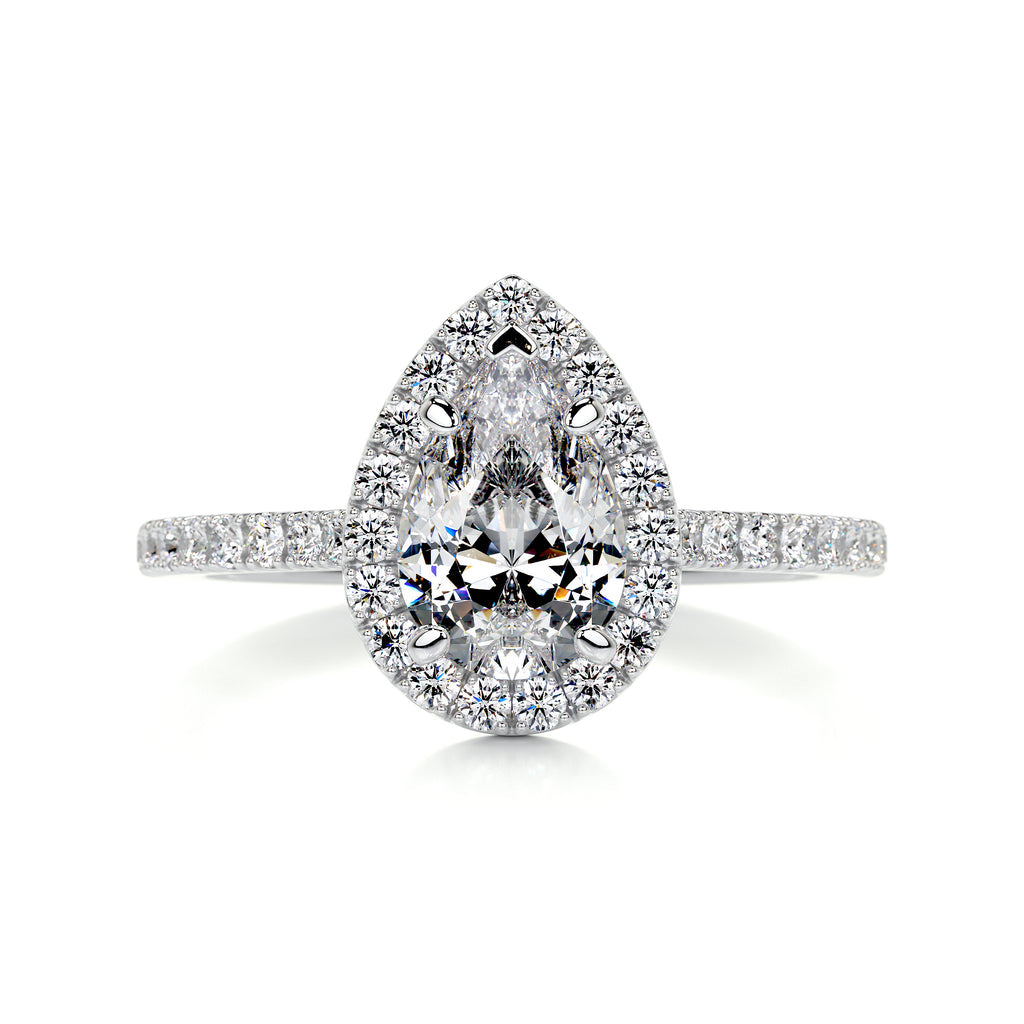 1.50 Carat · Pear Halo ·   14K White Gold white white