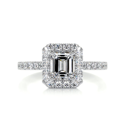 1.5 Carat · Emerald Halo ·   14K White Gold Emerald Cut Diamond Engagement Rings