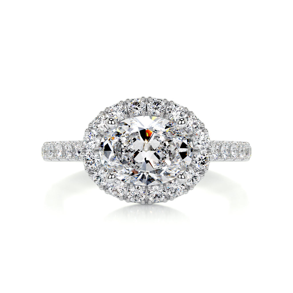 1.30 Carat · Oval Halo ·   14K White Gold