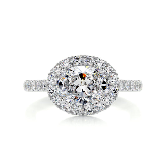 1.30 Carat · Oval Halo ·   14K White Gold