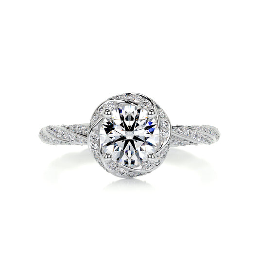 1.50 Carat · Round Halo ·   14K White Gold Round Cut Diamond Engagement Rings