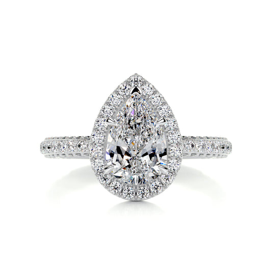 2.50 Carat · Pear Halo ·   14K White Gold Pear Cut Engagement Ring