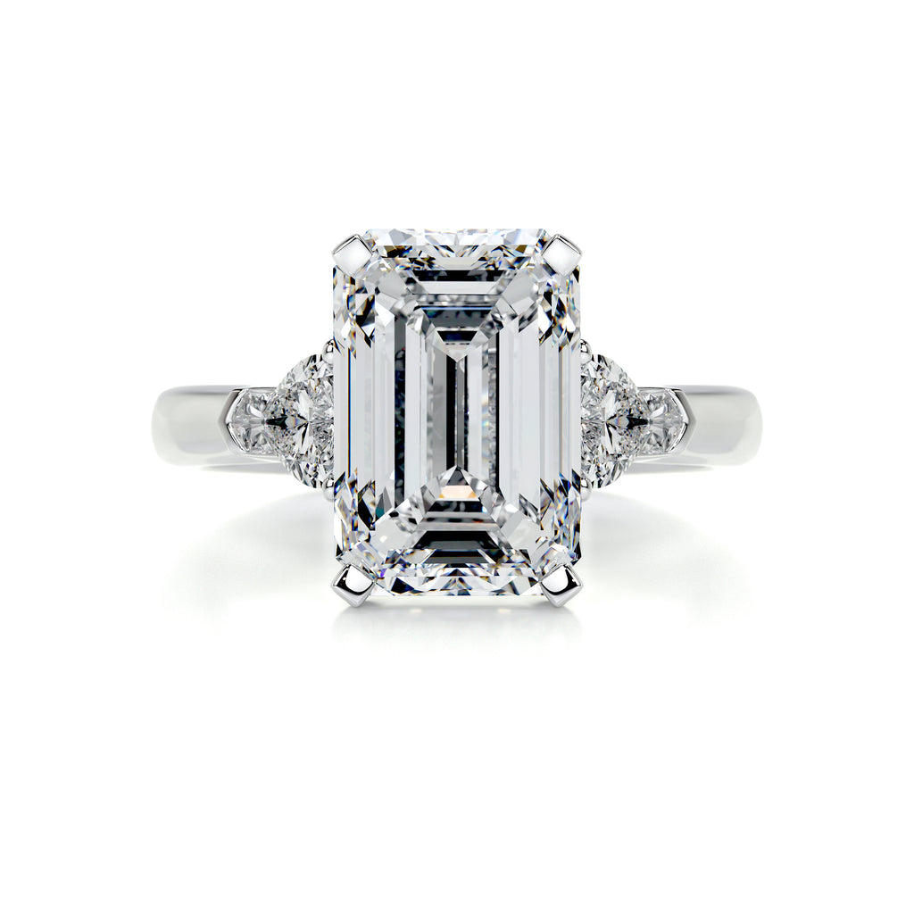 5.5 Carat · Emerald 3 stones ·   14K White Gold Emerald Cut Diamond Engagement Rings