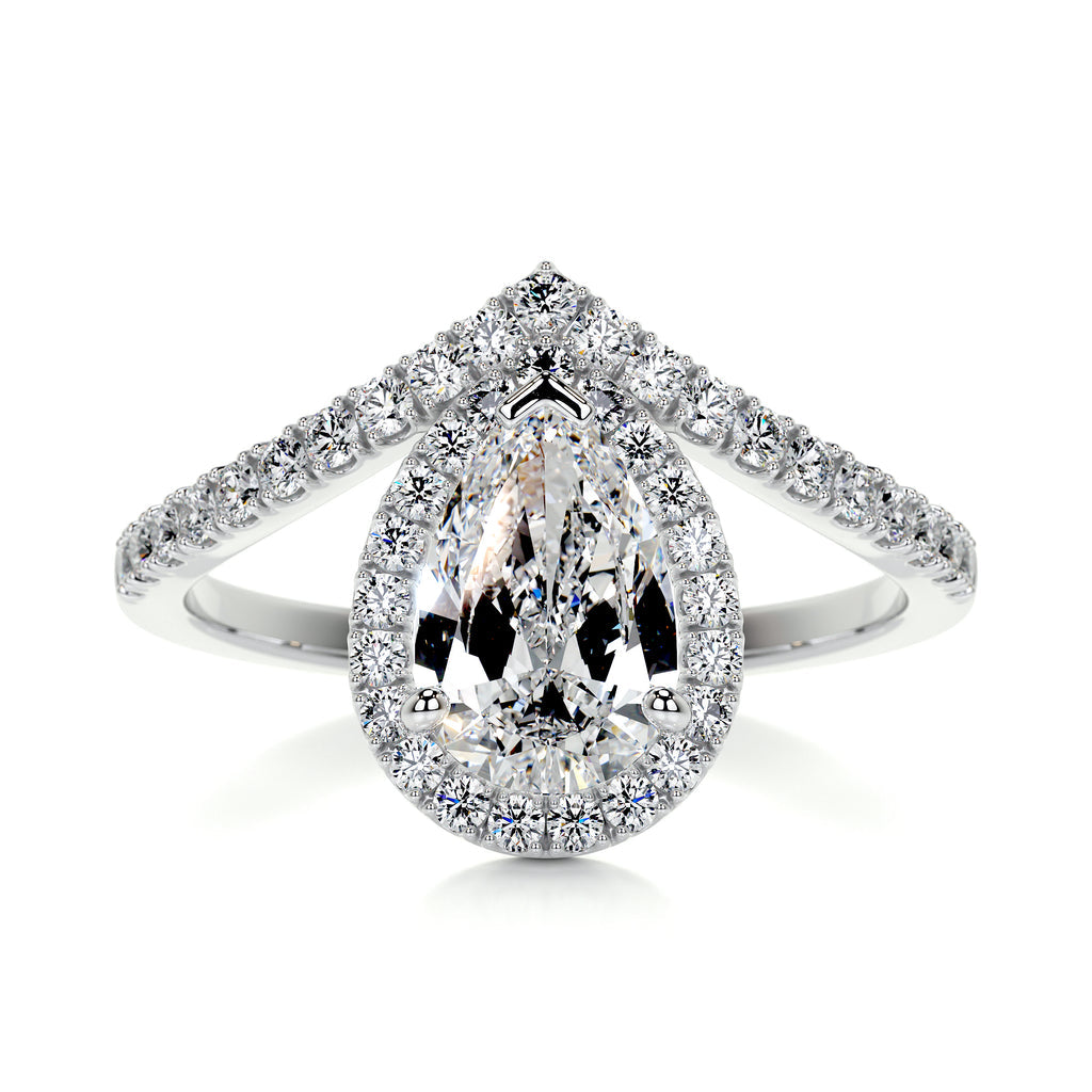 1.55 Carat · Pear Halo ·   14K White Gold white white