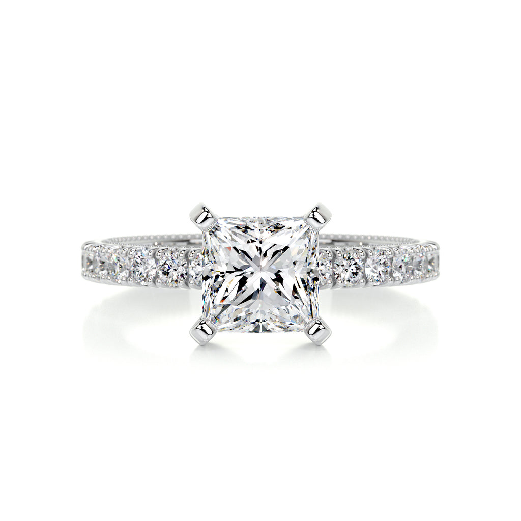 2 Carat · Princess Pave ·   14K White Gold Princess Cut Diamond Engagement Ring