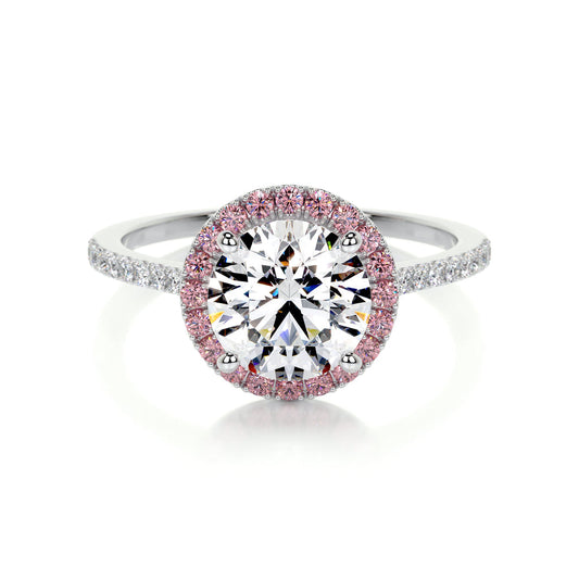 2.5 Carat · Round Halo ·    14K White Gold Gemston