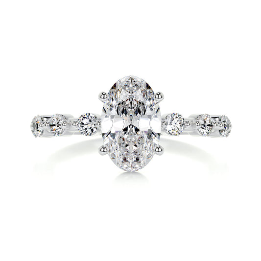 1.5 Carat · Oval Pave ·   14K White Gold Round Cut Diamond Engagement Rings