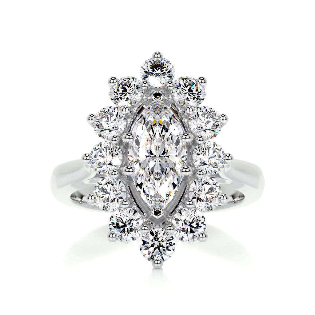 2.00 Carat · Marquise Halo ·   14K White Gold Marquise Cut Diamond Engagement Rings