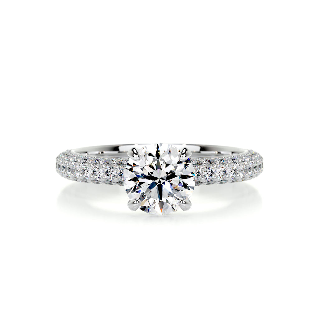 1.5 Carat · Round Pave ·   14K White Gold Round Cut Diamond Engagement Rings