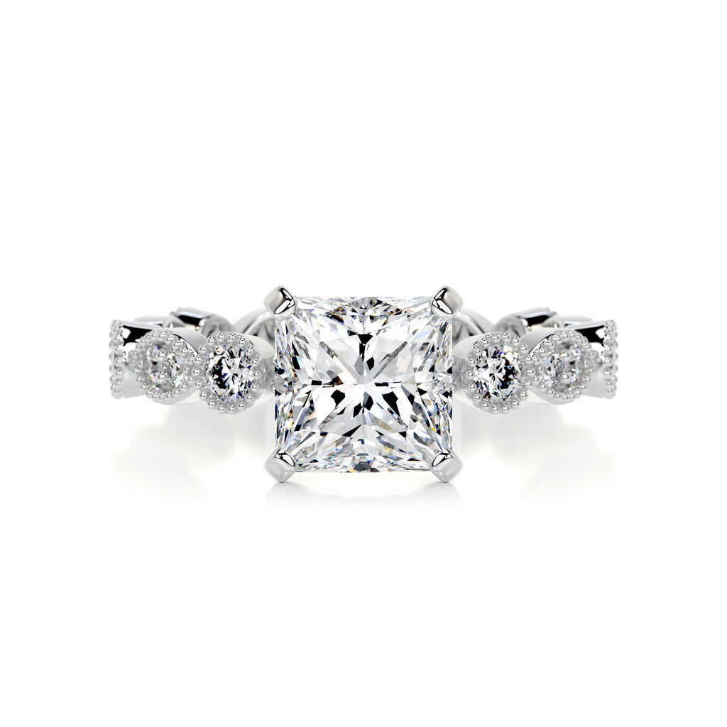 2.5 Carat · Princess Pave ·   14K White Gold Princess Cut Diamond Engagement Ring