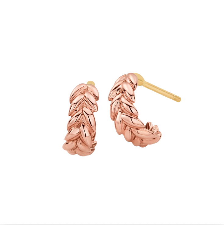 Rose Gold long leaf Earrings