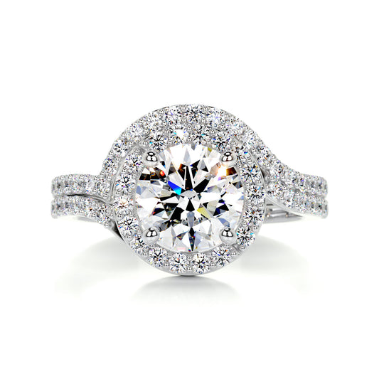 2 Carat · Round Halo ·   14K White Gold Moissanite Rings