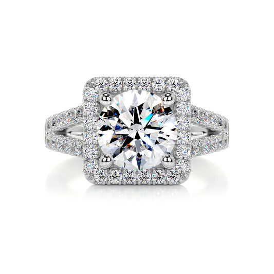 2.5 Carat · Round Halo ·   14K White Gold Moissanite Rings