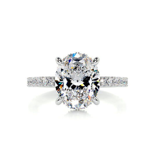 2.5 Carat · Oval Hidden Halo ·   14K White Gold Moissanite Rings