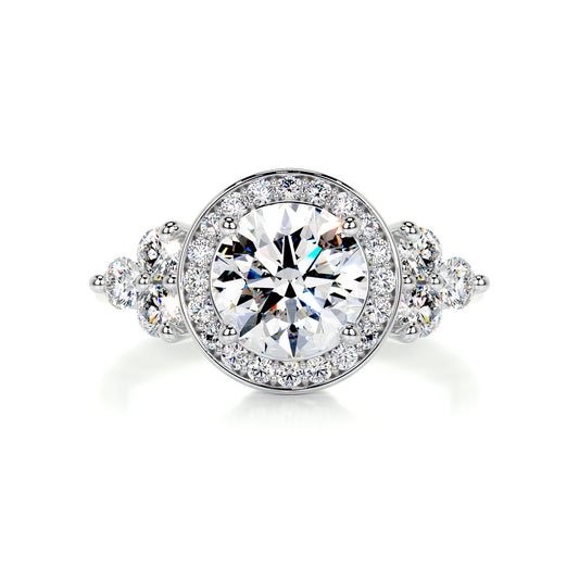 1.5 Carat · Round Halo ·   14K White Gold Moissanite Rings