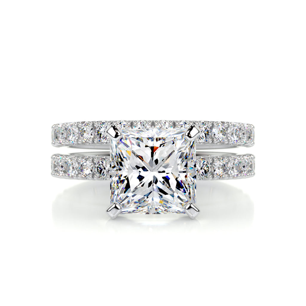 3.1 Carat · Princess Pave ·   14K White Gold Moissanite Rings