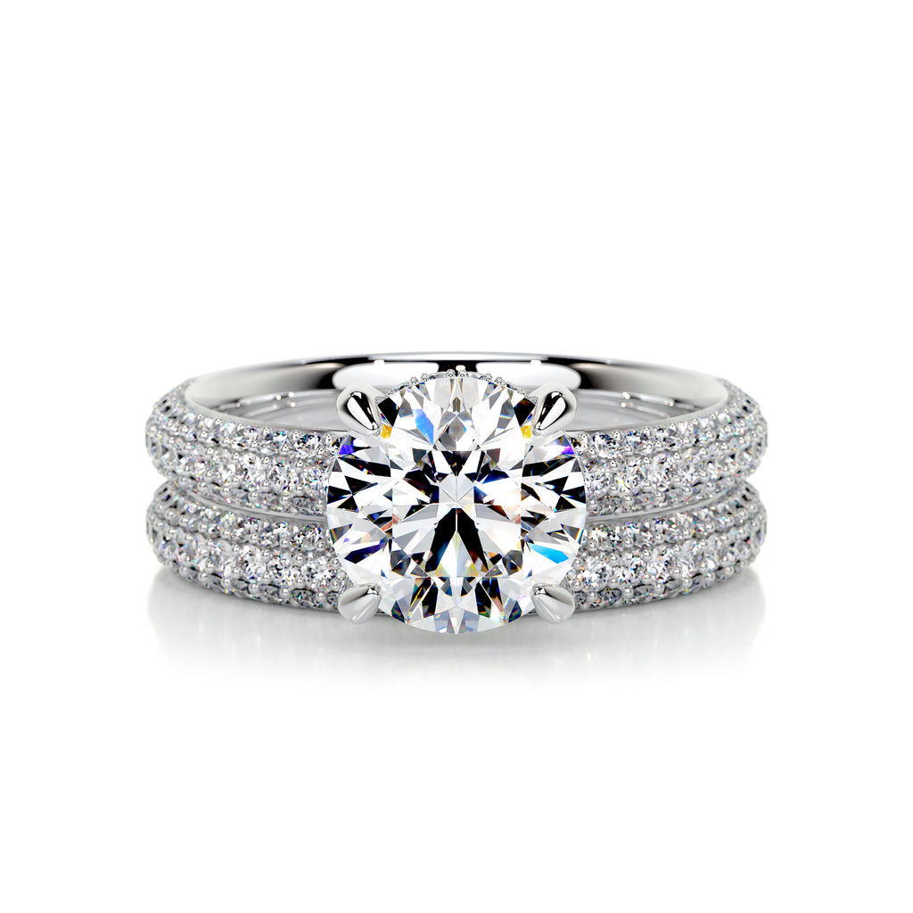 2.7 Carat · Round Hidden Halo ·   14K White Gold Moissanite Rings