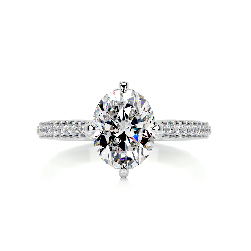 2.55 Carat · Oval Hidden Halo ·   14K White Gold Moissanite Rings