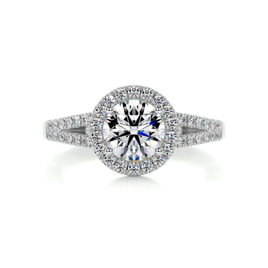 1.25 Carat · Round Halo ·   14K White Gold Moissanite Rings