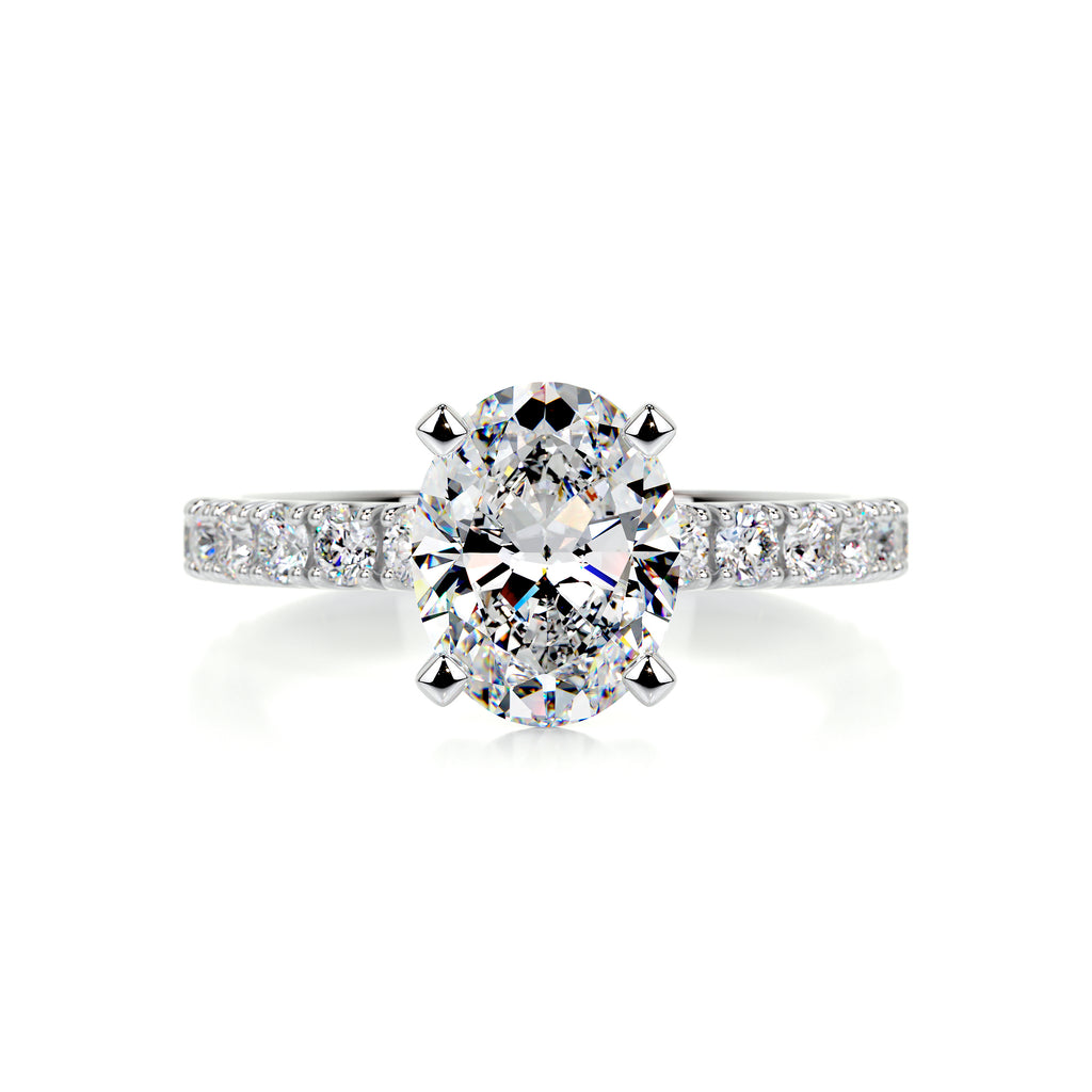 2.65 Carat · Oval Pave ·   14K White Gold Moissanite Rings