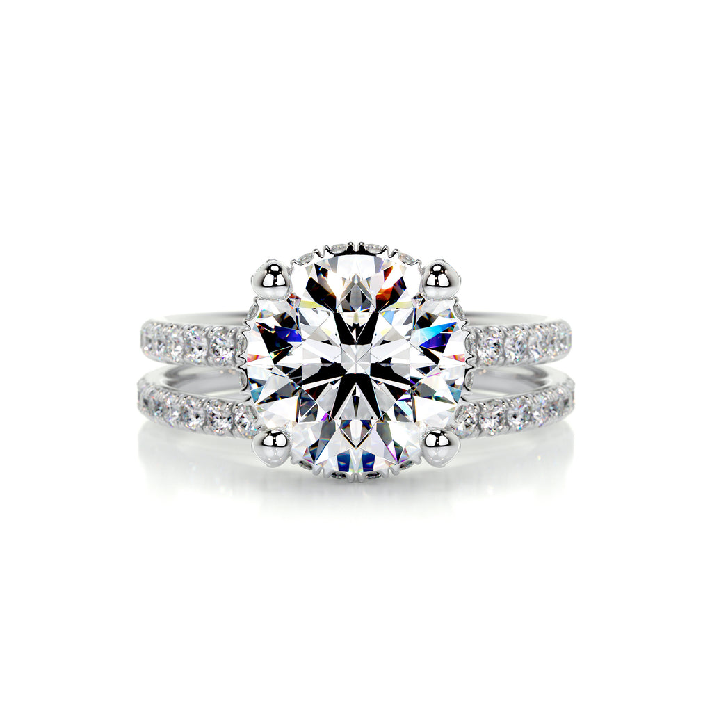 4 Carat · Round Hidden Halo ·   14K White Gold Moissanite Rings