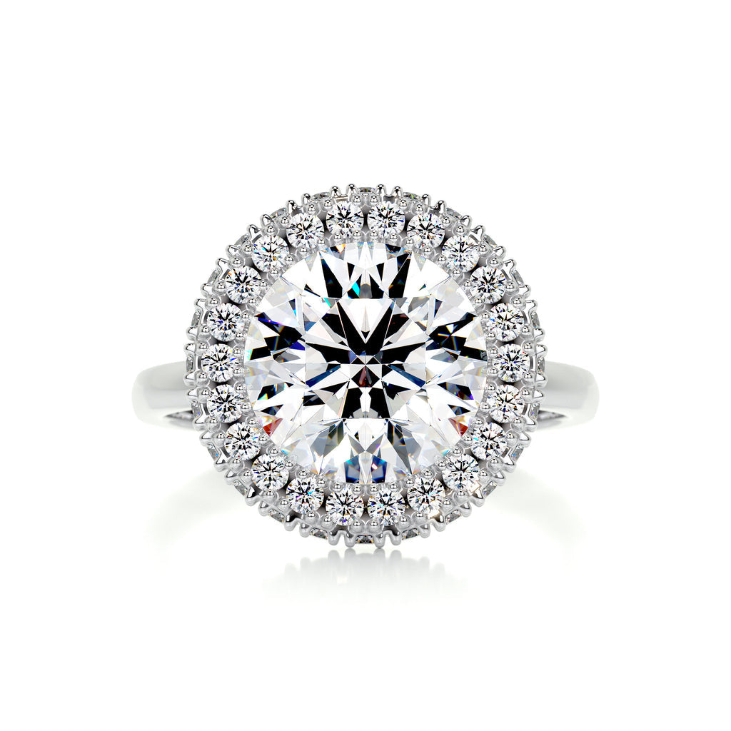 3.25 Carat · Round Halo ·   14K White Gold Moissanite Rings