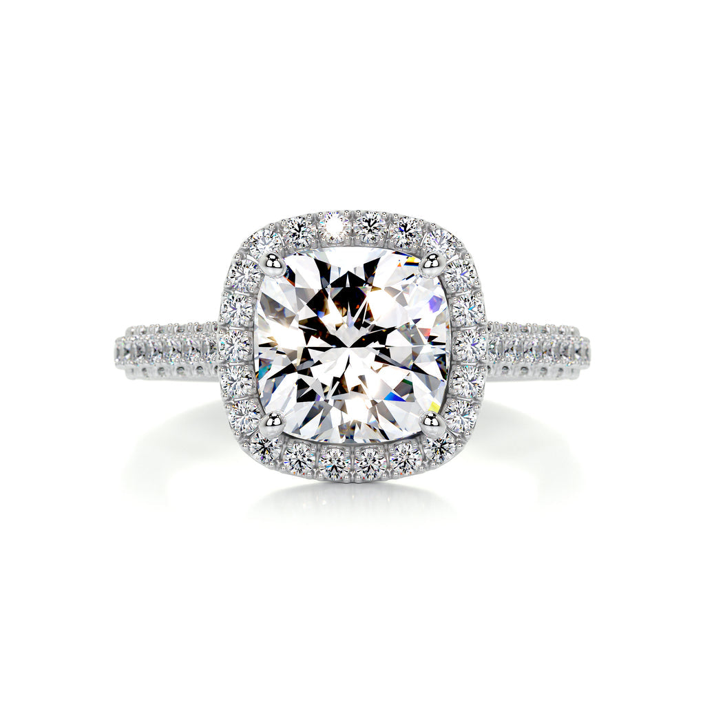 3.25 Carat · Cushion Halo ·   14K White Gold Moissanite Rings