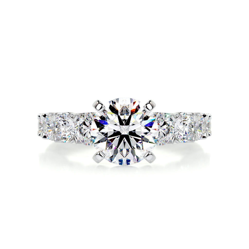 3 Carat · Round Pave ·   14K White Gold Moissanite Rings