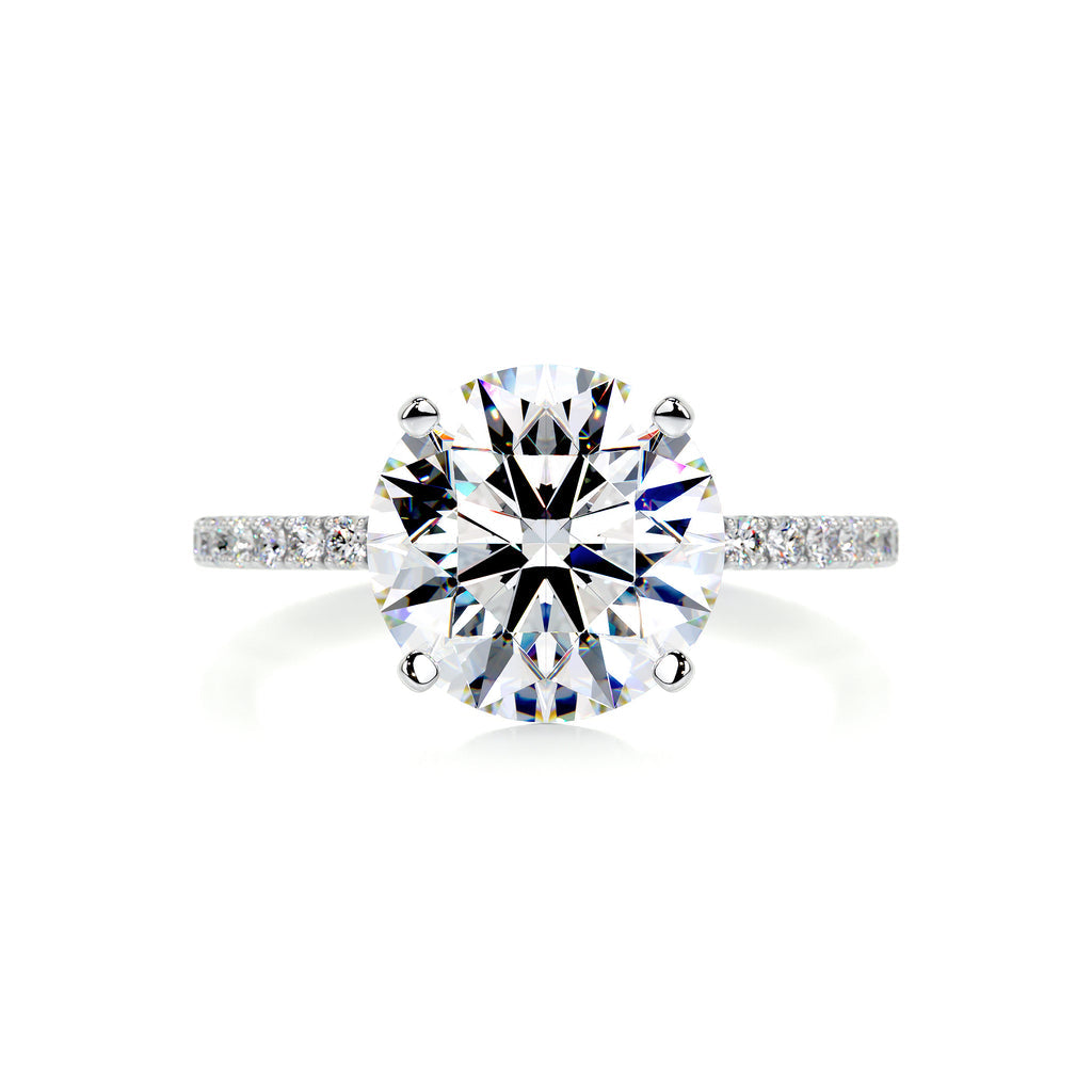 3.4 Carat · Round Pave ·   14K White Gold Moissanite Rings