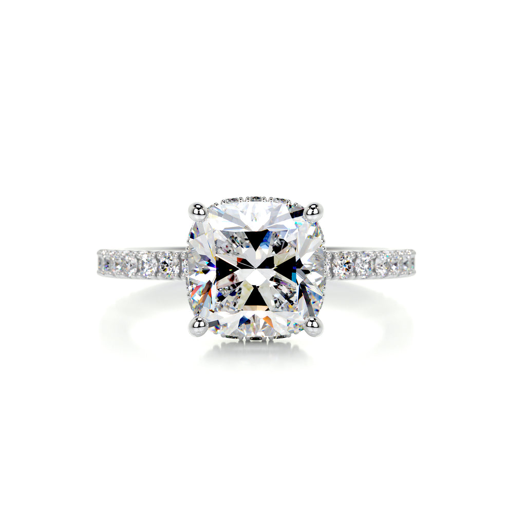 3 Carat · Cushion Hidden Halo ·   14K White Gold Moissanite Rings