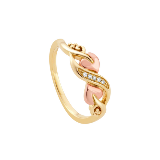 Gold Two Heart Ring