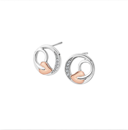 925 Silver Round Heart Earrings