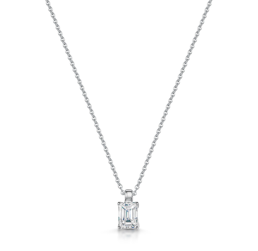 DG Honour Emerald Cut Diamond Pendant in White Gold