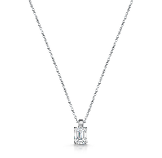 DG Honour Emerald Cut Diamond Pendant in White Gold