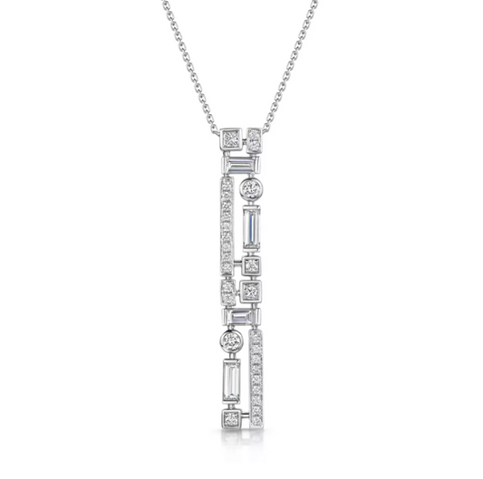 DG Code Diamond Two Row Drop Pendant