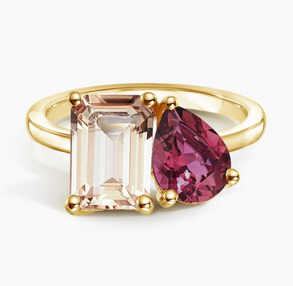 DG-Fashion Morganite and Pink Tourmaline Cocktail Ring