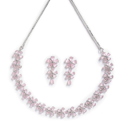 925 Silver Pink Diamond Necklace