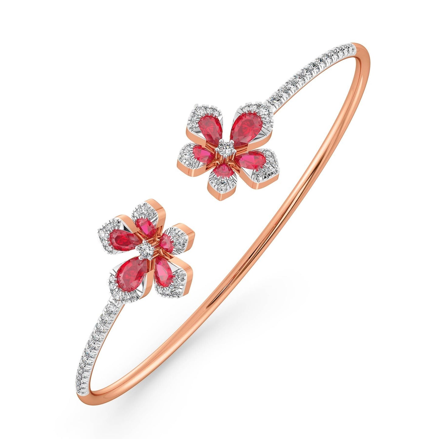 Rose Gold Flower Bangle Bracelet