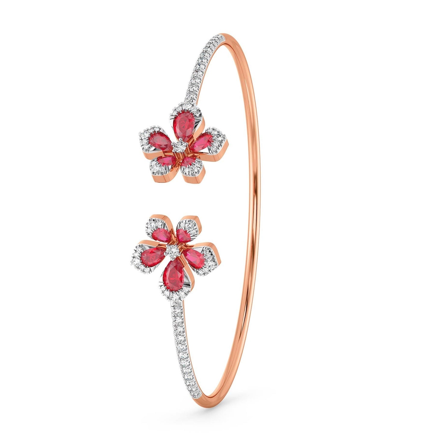 Rose Gold Flower Bangle Bracelet